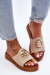 Women's Slippers With Decoration Beige Secrets