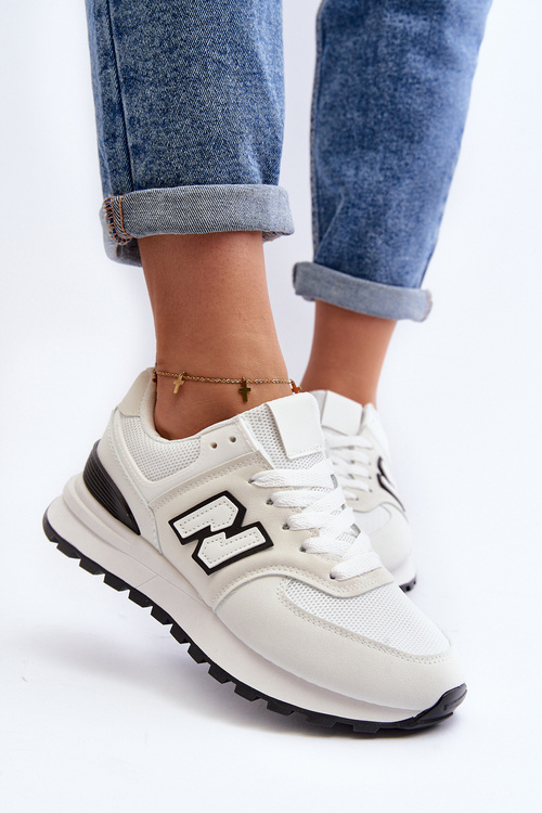 Sneakersy Buty Sportowe Damskie Białe Alettesa PC201