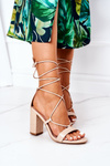Lace-up High Heel Sandals Beige Catwalk