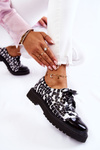 Lacquered Lace-Up Shoes Laura Messi 2441 Black and white