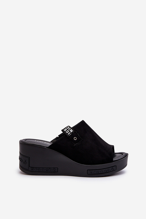 Women's Black Wedge Sandals Vleni