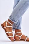 Women's Sandals With Decorative Studs White Dorothy