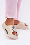 Ladies Foam Slippers On Massive Sole With Bear Light Beige Lamira