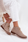 Suede Flat Heel Ankle Boots Cappuccino Zazoo 4078