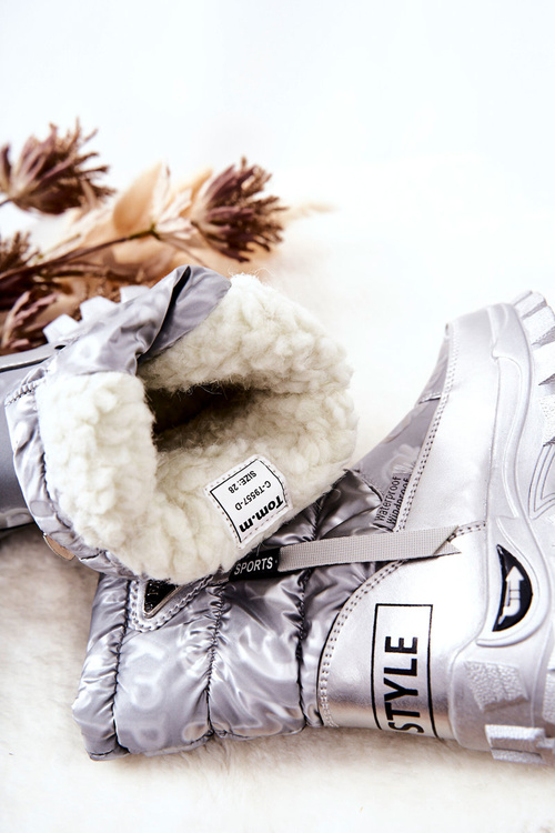 Children's Warm-up Snowboots with zip Silver Cleome