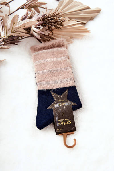 Women's Socks With Fur COSAS Navy and Beige