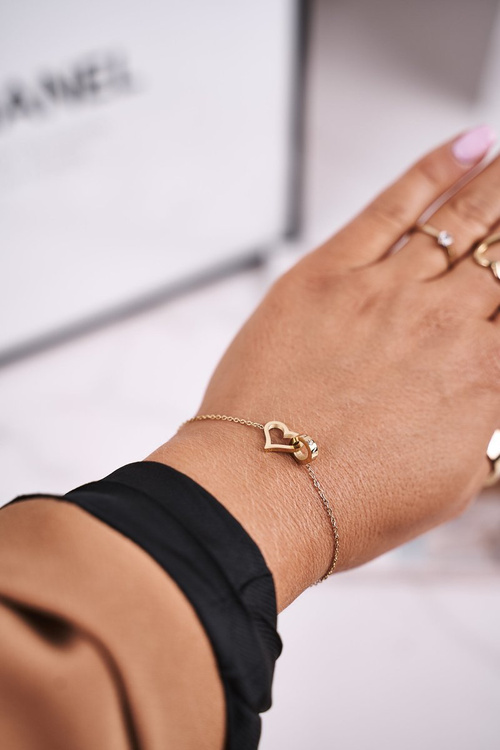 Women's Bracelet Circle and Heart Gold Promise