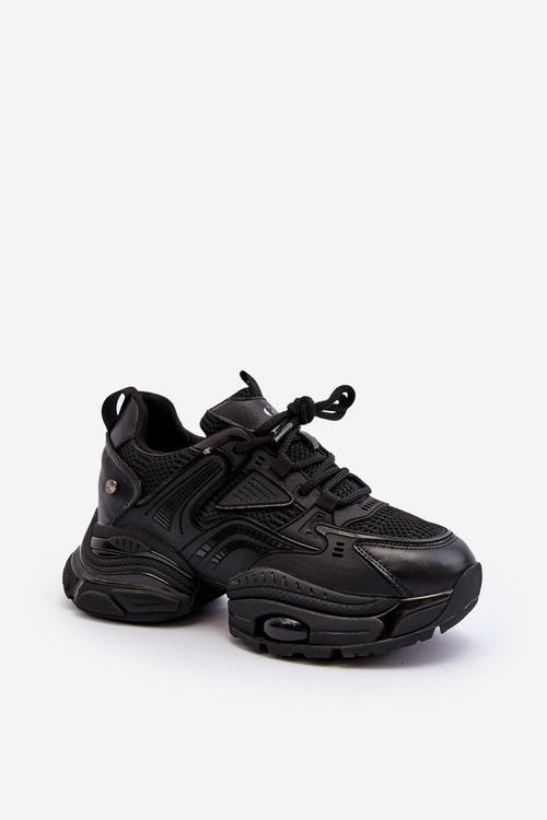 Sneakersy Damskie Masywna Platforma Czarne GOE NN2N4045