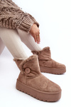 Women's Platform Snow Boots with Faux Fur Beige Wikasem