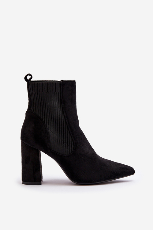 Women's Black Ankle Boots with Heel Tapara