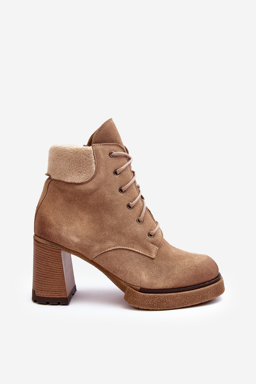 Lace-up Suede Ankle Boots Beige Lemar Flomes