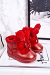 Children's Snow Boots Insulated With Fur With Ears Red Bunny