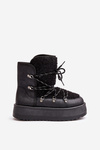 Women's Snow Boots On Platform With Lacing Black Riaviana