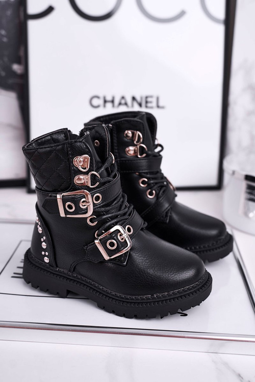 Dziecięce Botki Ocieplone Futerkiem Czarne Dolly