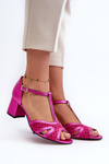 Damskie Sandały Skórzane Na Obcasie Fuksja Maciejka 06551-15