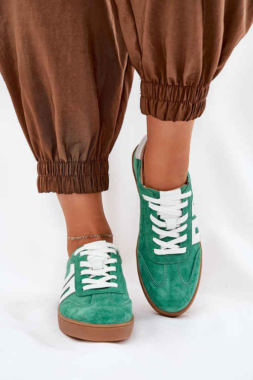 Sneakers Sports Shoes Suede Green Vinceza 79517