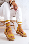 Suede Sandals Espadrilles On the Wedge Yellow Shanny