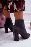 Women's Heeled Boots with Pointed Rivets Grey Snack