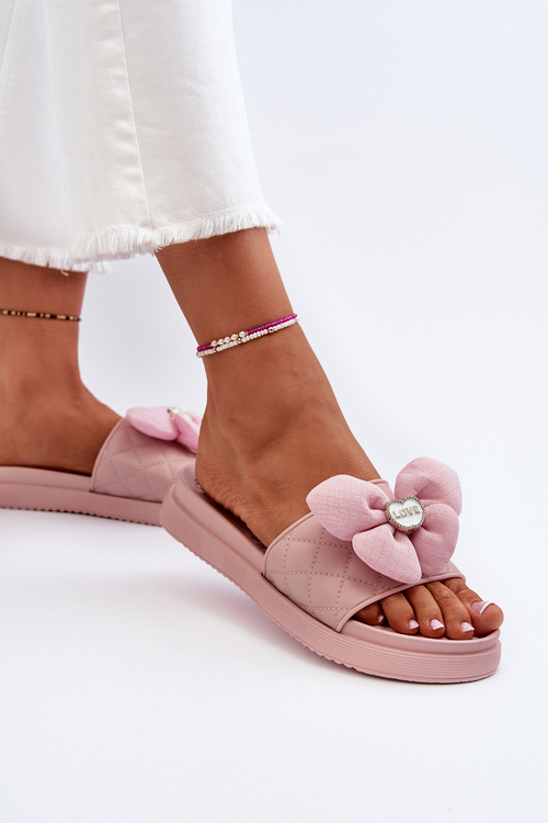 Women's sandals with decoration on low platform pink Cedrella