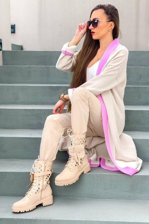 Openwork Boots With A Purse Beige Rock Star