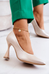 Fashionable Leather Pumps Lewski Shoes 3181 Beige