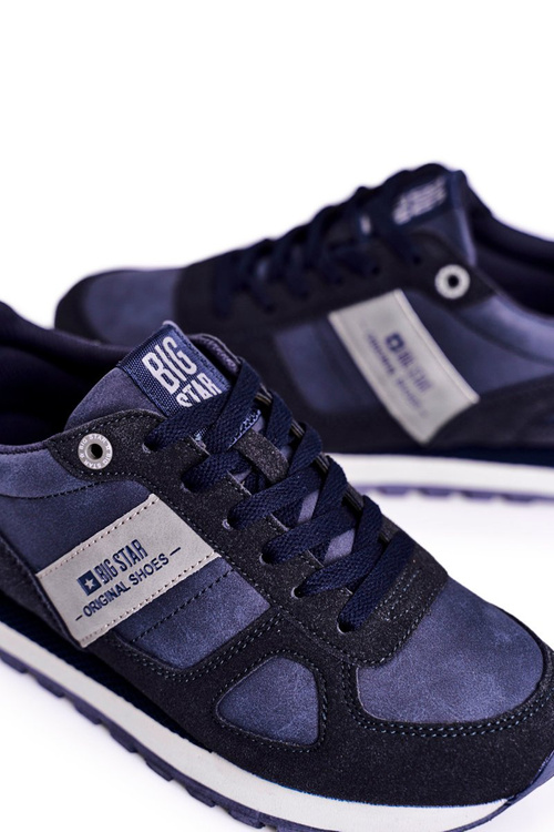 Buty Sportowe Sneakersy Wiązane Big Star Granatowe GG274676