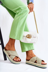 Women's Suede Slippers On The Platform Green Neriko