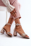 Suede High Heel Sandals by Maciejka 04141-49 Beige