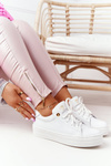 Women's Leather Sneakers On The Platform White Nicole 2645