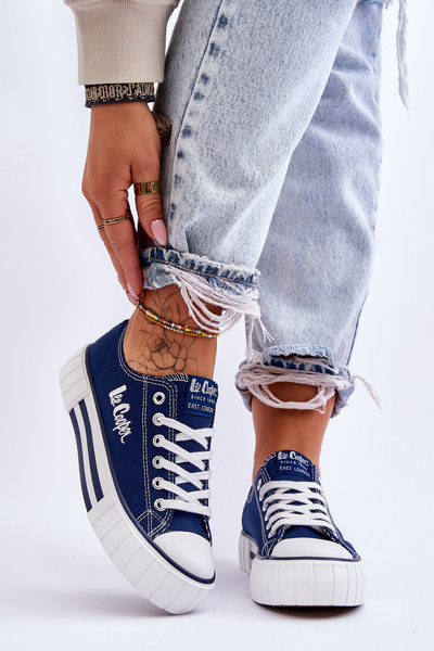 Trampki Damskie Platforma Granatowe Lee Cooper LCW-23-31-1803L