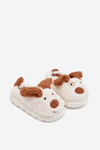 Children's Furry Slippers Puppies Brown Farnise