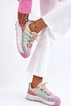 Buty Sportowe Damskie Zamsz Platforma Beżowo-Różowe Rohan