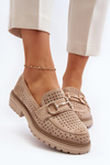 Women's Beige Cutout Detail Moccasins Talesse