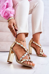 Women's Sandals On High Heel Lu Boo Gold 8258-1 Vernee