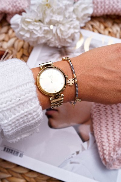 Damska Bransoleta Łańcuszek Koniczyna Złota Clover