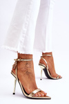 Elegant Sandals On A High Heel With Ornaments Golden Zaria