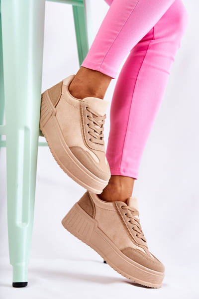 Buty Sportowe Damskie Zamsz Beżowe Segurro