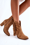 Women's Suede Booties Lewski Shoes 3093 Beige