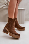 Women's Heeled Boots Made Of Eco Suede Insulated Dark Brown Nevitas