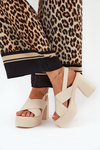 Ladies Sandals On Heel And Platform Made Of Eco Leather Light Beige Annavin