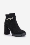 Women's Heeled Boots Eco Suede With Decorative Strap Black Maivone