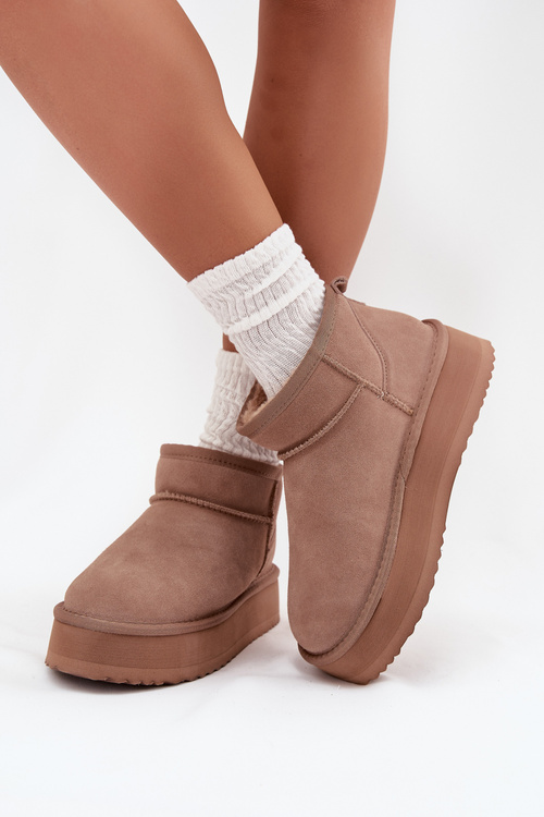 Suede Snow Boots for Women on Platform Vinceza 97962 Beige