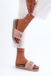 Women's Platform Slippers with Pink Ornament Vapireta