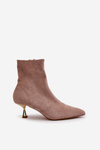 Women's Stiletto Boots Eco Suede With Pointed Toes Beige Irithare