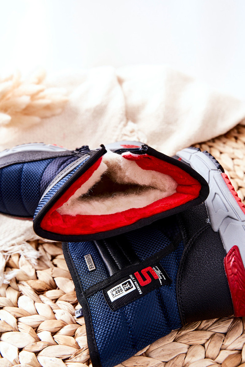 Children's Warm-up High Snowboots Navy Leoth