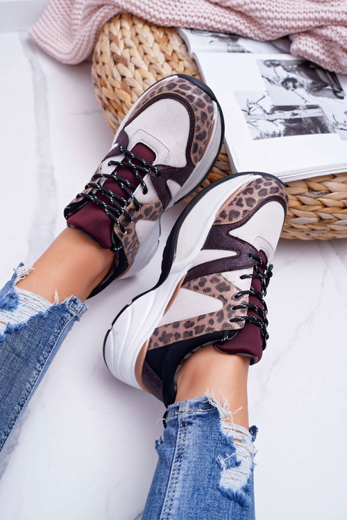 Women's Sports Shoes Maroon Snake Leather Larey