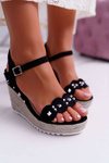 Women's Sandals On Anchor With Rhinestones With Studs Black Alenni