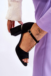 Suede High Heel Sandals With Cubic Zirconia Black Aniya 
