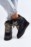 Women's Wedge Sneakers Black Leoppa