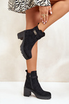 Women's Heeled Boots Eco Suede Insulated Zip Black Laonora